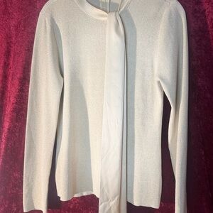 Elegant Cream Blouse with Tie Detail